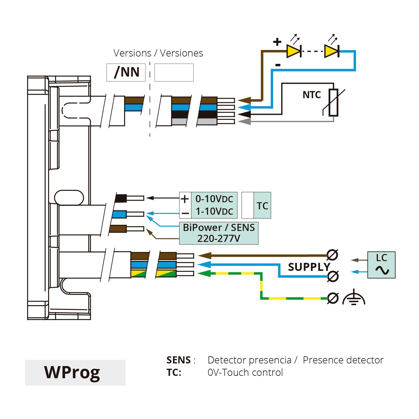 conexiones connections driver led programable programmable WProg IP67 40W 70W layrton